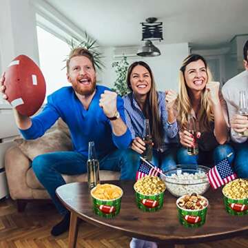 Football Snack Bowl Paper Game Day Football Bowls Party Supplies 9 oz Football Ball Serving Bowl Paper Cups Disposable Paper Bucket for Football Tailgate Dinner Sports Event(48 Pieces,Fresh Style)