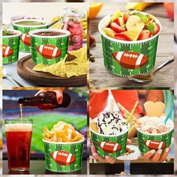 Football Snack Bowl Paper Game Day Football Bowls Party Supplies 9 oz Football Ball Serving Bowl Paper Cups Disposable Paper Bucket for Football Tailgate Dinner Sports Event(48 Pieces,Fresh Style)
