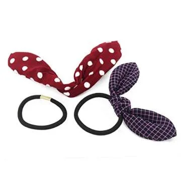 Carede 12 Pcs Wired Rabbit ear Bow Hair Bands Scrunchies Flower Chiffon Bow Hair Elastic Hair Ties Bands Ropes Ponytail Holder for Kids Adults