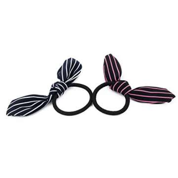 Carede 12 Pcs Wired Rabbit ear Bow Hair Bands Scrunchies Flower Chiffon Bow Hair Elastic Hair Ties Bands Ropes Ponytail Holder for Kids Adults