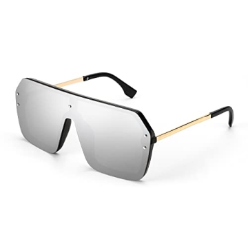 FEISEDY Classic Siamese One Piece Sunglasses Nice Rimless Stylish Retro Design for Women Men B2574