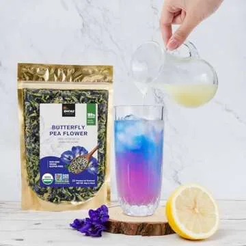 INCAS 100% USDA Organic Butterfly Pea Flower 1.76 oz (150+ Cups) DIRECT FROM SOURCE Thailand Non GMO Verified Dried Caffeine Free Gluten Free Vegan Rich in Antioxidants Free eBook (50G)