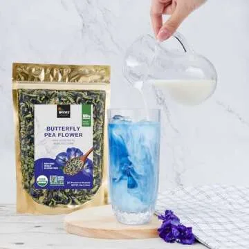 INCAS 100% USDA Organic Butterfly Pea Flower 1.76 oz (150+ Cups) DIRECT FROM SOURCE Thailand Non GMO Verified Dried Caffeine Free Gluten Free Vegan Rich in Antioxidants Free eBook (50G)