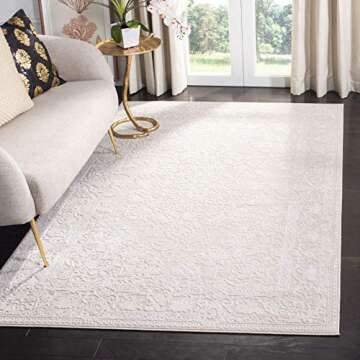 SAFAVIEH Reflection Collection Area Rug - 6' x 9', Creme & Ivory, Vintage Distressed Design, Non-She...