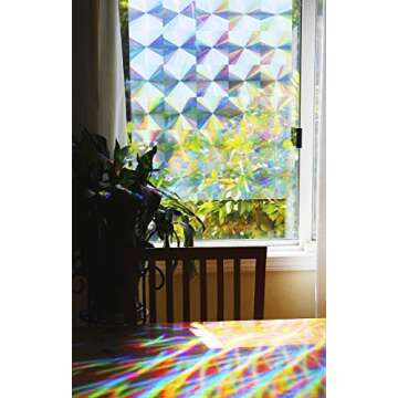 Rainbow Symphony – Rainbow Suncatcher Window Film, Diffraction Window Film, Stained Glass Window C...