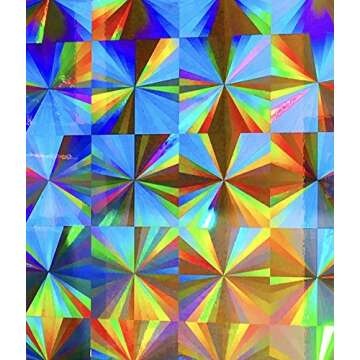 Rainbow Symphony – Rainbow Suncatcher Window Film, Diffraction Window Film, Stained Glass Window Cling, Holographic Prismatic Film, Radial Pattern, 24" x 36", Made in USA