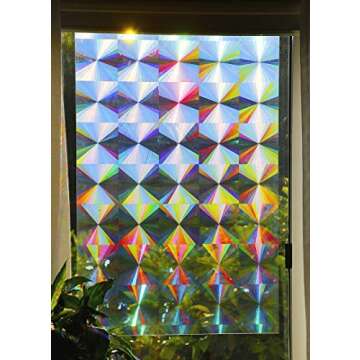 Rainbow Symphony – Rainbow Suncatcher Window Film, Diffraction Window Film, Stained Glass Window Cling, Holographic Prismatic Film, Radial Pattern, 24" x 36", Made in USA