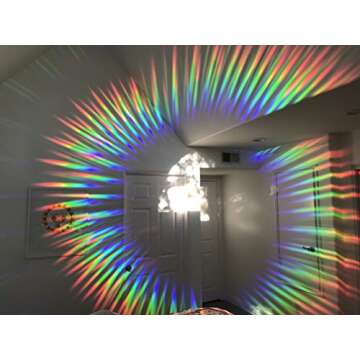 Rainbow Symphony – Rainbow Suncatcher Window Film, Diffraction Window Film, Stained Glass Window Cling, Holographic Prismatic Film, Radial Pattern, 24" x 36", Made in USA