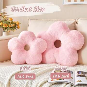 Kcvvcr Orange Flower Throw Pillows, Soft 19.6" Faux Rabbit Fur Decorative Flower Shaped Pillow, Cute...