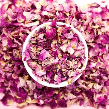 TEARELAE Dried Rose Petals - Top-Grade Pure Natural Edible Flowers for Tisanes, Baking, Candle Makin...