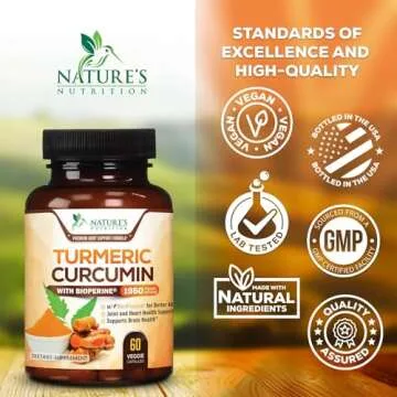 Curcumin Turmeric Supplement 1950mg - 95% Curcuminoids with Organic Turmeric & BioPerine Black Pepper for Best Absorption - Best Natural Vegan Joint Support, Nature's Non-GMO Tumeric - 60 Capsules