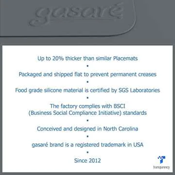 GASARÉ Silicone Placemats Set of 4 - Non-Slip & Easy to Clean