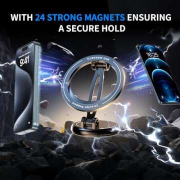 FlyCrab Mag-Safe Car Mount, Ultra Magnetic Phone Holder for Car