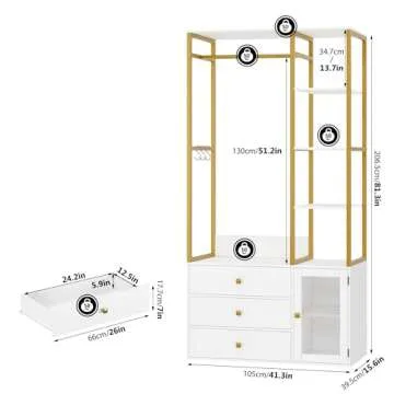 BOTLOG Closet System Organizer with 3 Drawers and Stylish Design