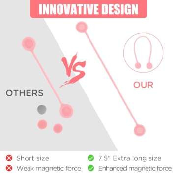 Baderke 20 Pcs 7.5'' Reusable Silicone Magnetic Cable Ties Silicone Twist Tie with Magnet Cable Organizer Fridge Magnets Cord Holder Magnetic Twist Ties for Home Office Cord Wrap(Pink)