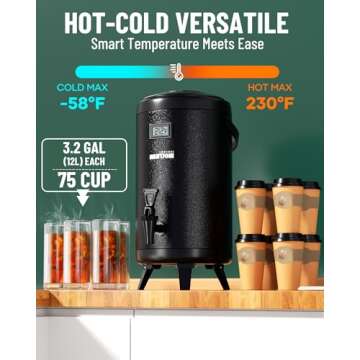WantJoin Insulated Beverage Dispenser-Thermal Hot and Cold Beverage Dispenser Tea Dispenser Stainles...