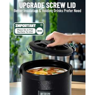 WantJoin Insulated Beverage Dispenser-Thermal Hot and Cold Beverage Dispenser Tea Dispenser Stainless Steel 12L/3.2Gal Hot Drink Dispenser with Spigot for Hot Tea&Coffee,Cold Milk,Water,Juice (Black)