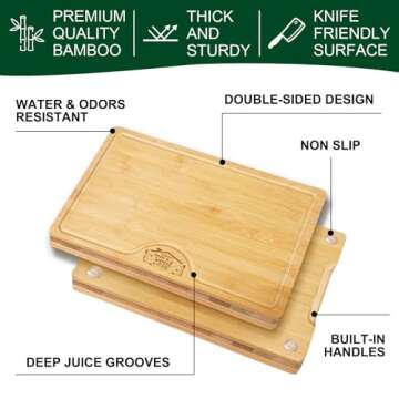 Totally Bamboo Cutting Boards - Versatile & Eco-Friendly Kitchen Set with Juice Grooves
