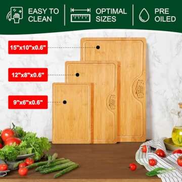 Totally Bamboo Cutting Boards for Kitchen - Eco-Friendly Set