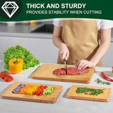 Totally Bamboo Cutting Boards for Kitchen - Eco-Friendly Set