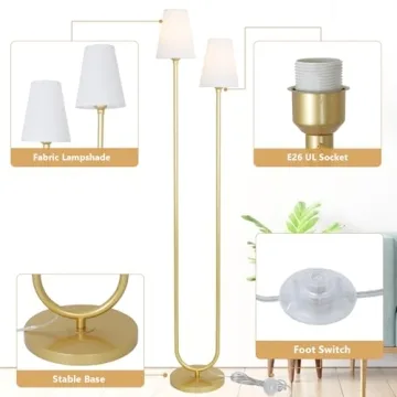 Stylish HMVPL Gold Floor Lamp with Foot Switch for Home