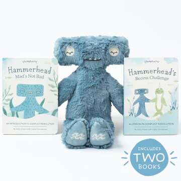 Slumberkins 14" Hammerhead Kin & 2 Board Books Complete Set Bundle | Promotes Conflict Resolution, S...