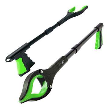 Grabber Reacher Tool 19 Inch Long, Foldable Pick Up Stick - Strong Grip Magnetic Tip - Heavy Duty Tr...