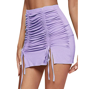 Stylish LYANER Casual Drawstring Ruched Mini Skirt