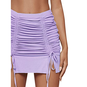 Stylish LYANER Casual Drawstring Ruched Mini Skirt