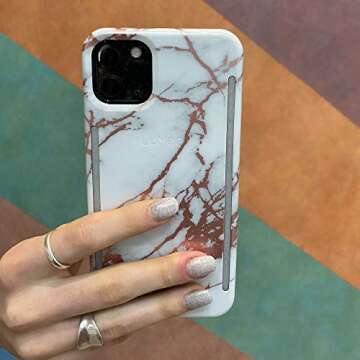 Case-Mate LuMee Duo by Case-Mate - Dual Light Up Selfie Case for iPhone 11 Pro - Front & Rear Illumination - Metallic Marble - 5.8 inch - White Rose Gold