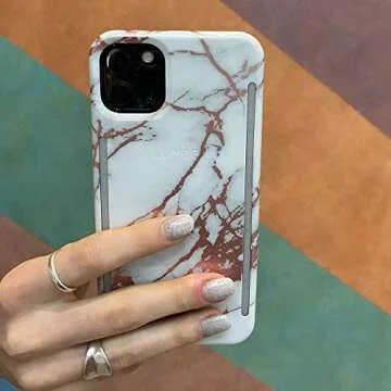 Case-Mate LuMee Duo by Case-Mate - Dual Light Up Selfie Case for iPhone 11 Pro - Front & Rear Illumination - Metallic Marble - 5.8 inch - White Rose Gold