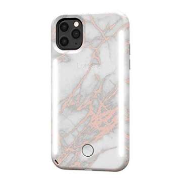Case-Mate LuMee Duo by Case-Mate - Dual Light Up Selfie Case for iPhone 11 Pro - Front & Rear Illumination - Metallic Marble - 5.8 inch - White Rose Gold