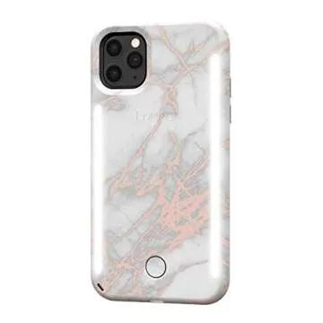 Case-Mate LuMee Duo by Case-Mate - Dual Light Up Selfie Case for iPhone 11 Pro - Front & Rear Illumination - Metallic Marble - 5.8 inch - White Rose Gold