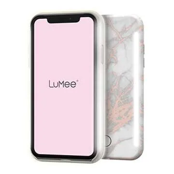 Case-Mate LuMee Duo by Case-Mate - Dual Light Up Selfie Case for iPhone 11 Pro - Front & Rear Illumination - Metallic Marble - 5.8 inch - White Rose Gold