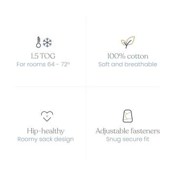 HALO 100% Cotton Sleepsack Swaddle, 3-Way Adjustable Wearable Blanket, TOG 1.5, Floral Vintage Stripe, Newborn, 0-3 Months