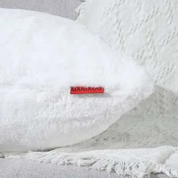 MANDIOO Pack of 2 Pure Snow White Faux Fur Fuzzy Cozy Soft Decorative Throw Pillow Covers Set Cushion Cases Pillowcases for Sofa Bedroom Car 20x20 Inches