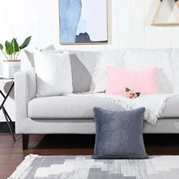 MANDIOO Pack of 2 Pure Snow White Faux Fur Fuzzy Cozy Soft Decorative Throw Pillow Covers Set Cushion Cases Pillowcases for Sofa Bedroom Car 20x20 Inches