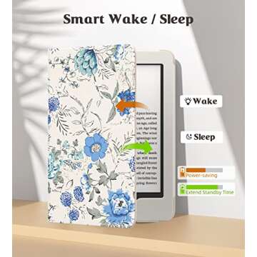 MoKo Case for Kindle Paperwhite (2024/2021) in Blue Flowers