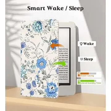 MoKo Case for Kindle Paperwhite (2024/2021) in Blue Flowers