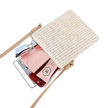 Bycobecy Straw Beach Bag for Women, Small Purse Cute Crossbody Bag, Summer Clutch Shoulder Bag Vacation Straw Handbag (Beige)