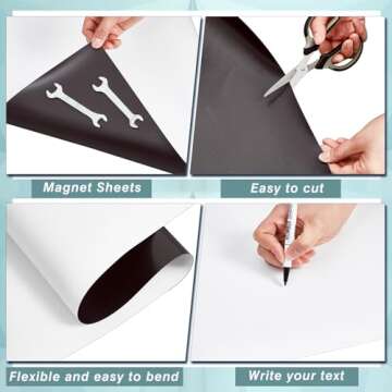 Amylove Blank White Surface Magnet Sheets Magnetic Roll Printable Flexible Vinyl Blank Magnetic Sign Sheet Safe for Vehicles DIY Craft Project(24 Inch X 10 Feet, 40 Mil)
