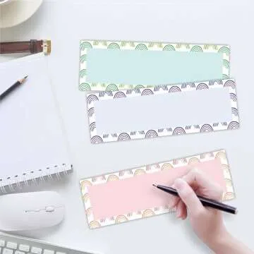 30 Pcs Boho Name Plates Labels,3 Rainbow Theme Self Adhesive Name Stickers for Students Desk, Teacher Tools，Storage Box Labels，Classroom Decorations and Supplies - A5