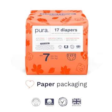 Pura Size 7 Eco-Friendly Diapers - Super Soft, Leak Protection, 3 Packs of 17
