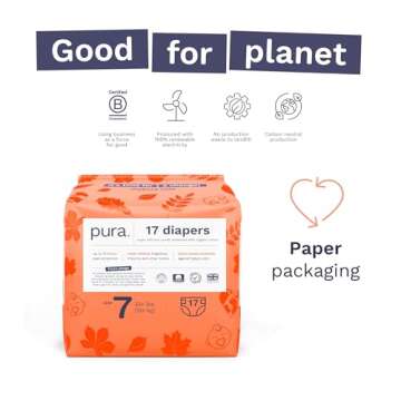 Pura Eco-Friendly Diapers Size 7 (33+lbs) Soft & Non-Toxic
