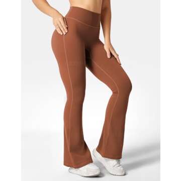 YEOREO Flare Leggings for Women Lynnie Bell Bottom Yoga Pants High Waisted Tummy Control Bootcut Workout Leggings Caramel Brown L