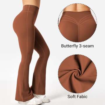 YEOREO Flare Leggings for Women Lynnie Bell Bottom Yoga Pants High Waisted Tummy Control Bootcut Workout Leggings Caramel Brown L