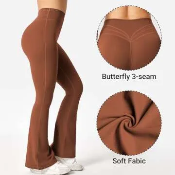 YEOREO Flare Leggings for Women Lynnie Bell Bottom Yoga Pants High Waisted Tummy Control Bootcut Workout Leggings Caramel Brown L