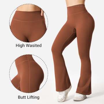 YEOREO Flare Leggings for Women Lynnie Bell Bottom Yoga Pants High Waisted Tummy Control Bootcut Workout Leggings Caramel Brown L