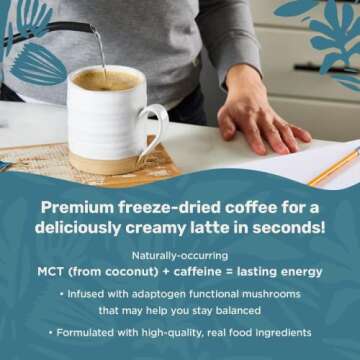 Laird Superfood Instant Latte: Premium Reduced Sugar Coffee Creamer, 8oz