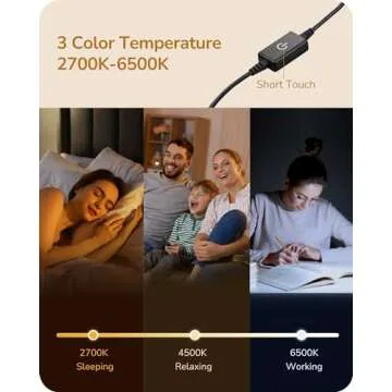EDISHINE LED Table Lamp, Dimmable Bedside Lamp with 3 Colour Temperature, Touch Controller, Minimali...